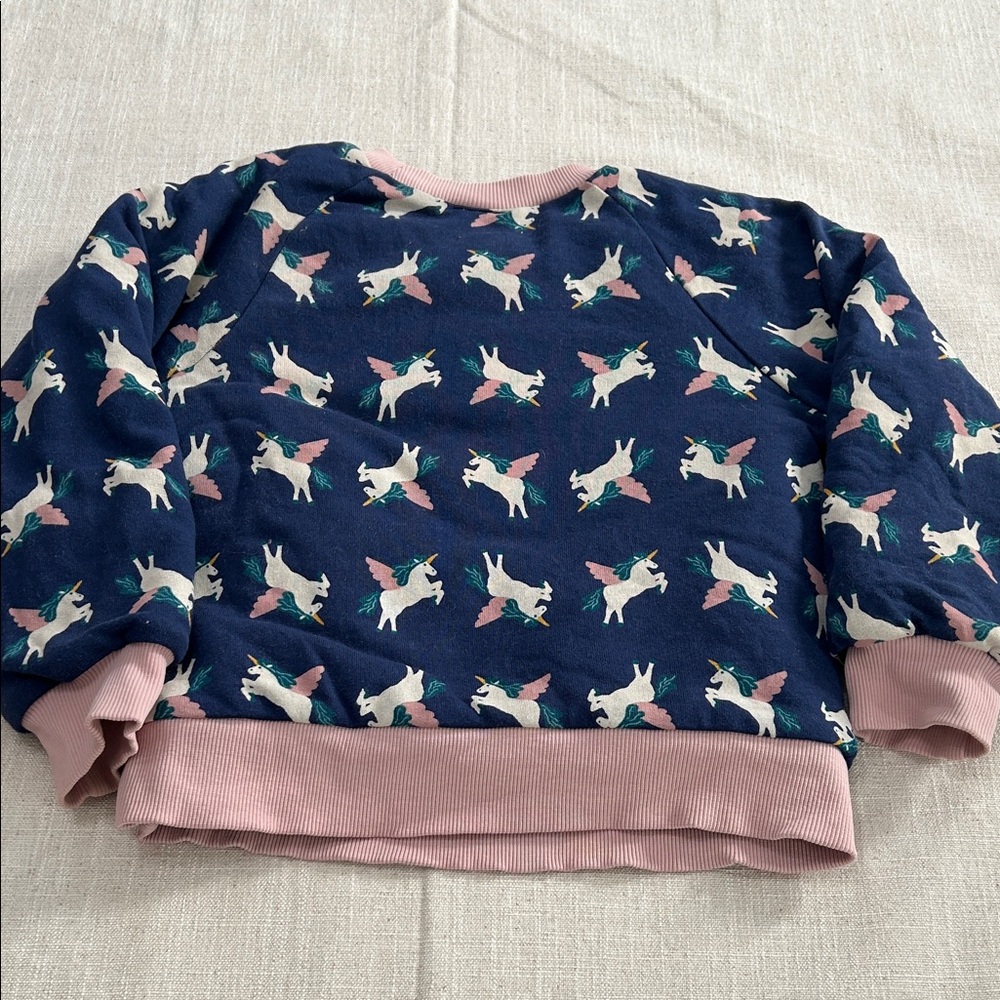 Hanna Andersson Sweatshirt Kids 5 Navy/Pink Unicorn Kids Fleece Lined - Picture 8 of 11